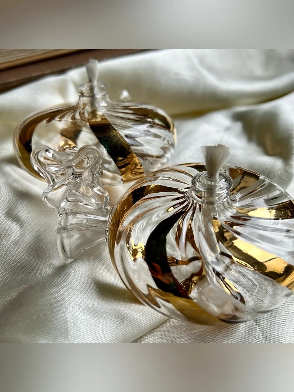 Vintage Princess House Heritage Clear Glass Handblown Candy Swirl Shape Oil Lamp
